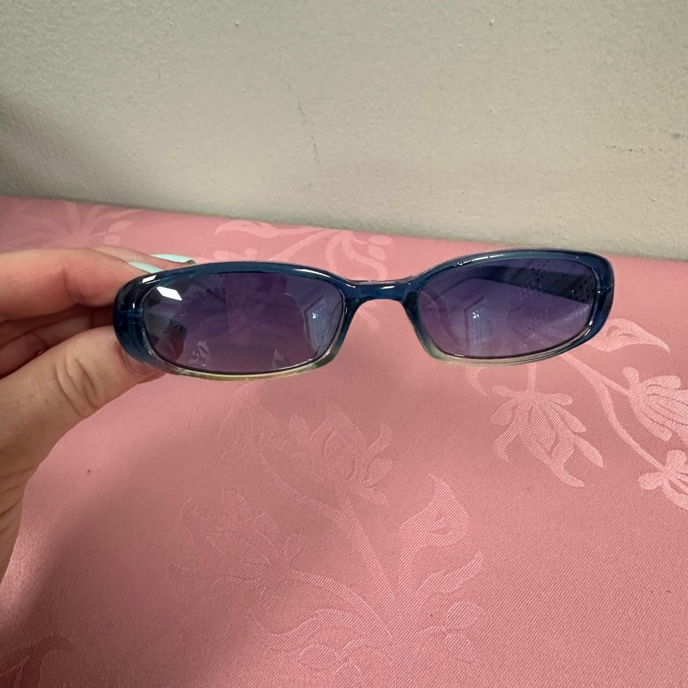 Panama Jack Women Blue Ombre Rectangle Sunglasses Purple Tint Lens Y2K Style